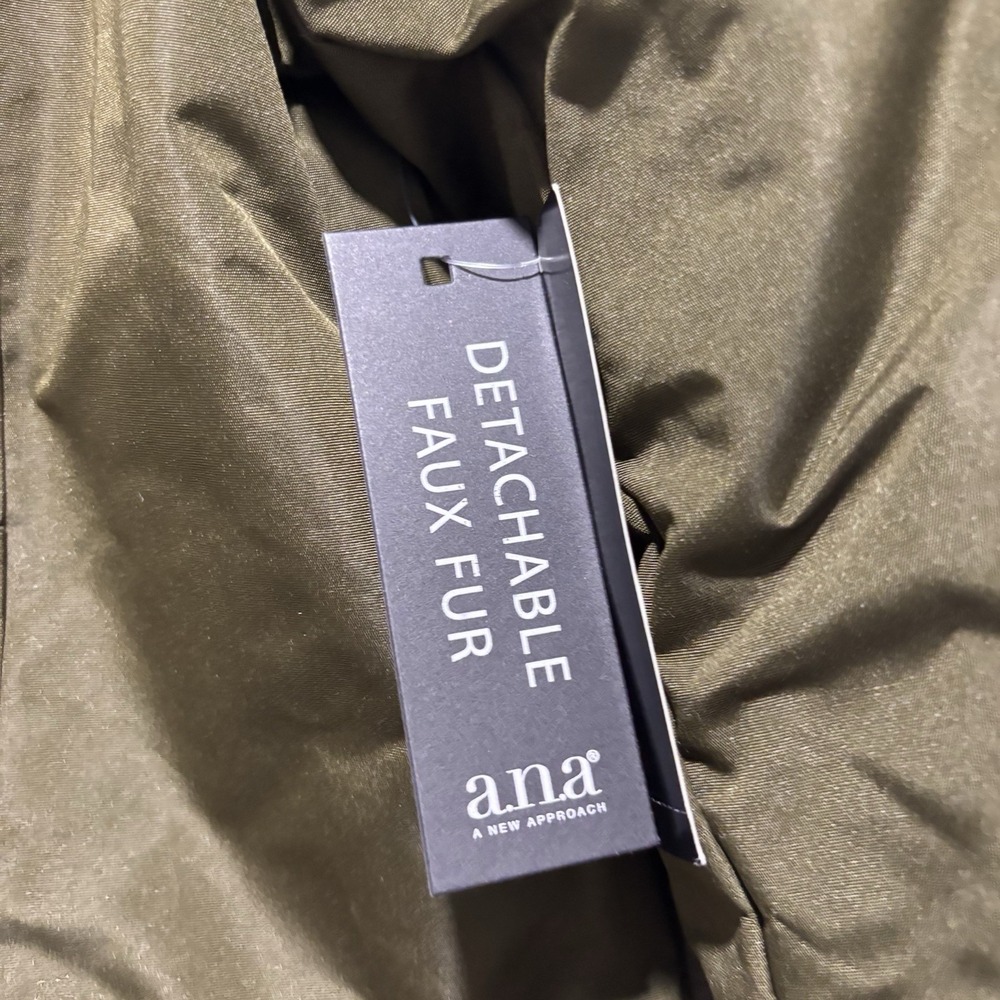 NEW A.N.A Parka Winter Coat Green Size XL Full Zipper Buttons Removable Hood - Picture 5 of 13
